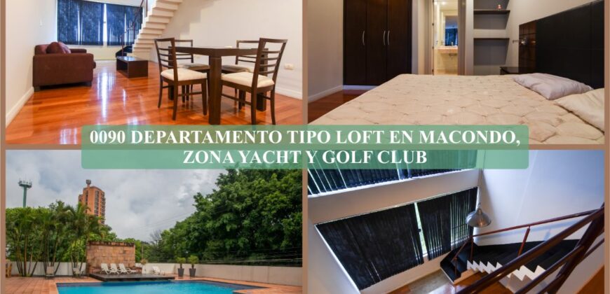 0090 DEPARTAMENTO TIPO LOFT EN EDIFICIO MACONDO, ZONA YACHT Y GOLF CLUB
