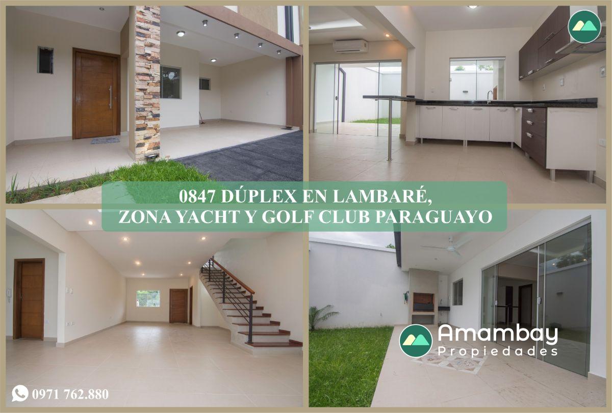 0847 DUPLEX EN LAMBARE, ZONA YACHT Y GOLF CLUB PYO.