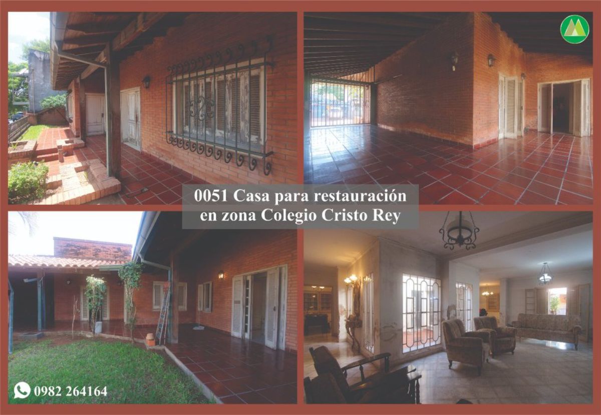 0051 CASA PARA RESTAURACIÓN, ZONA COLEGIO CRISTO REY