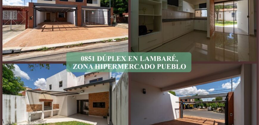 0851 DUPLEX EN LAMBARE, ZONA HIPERMERCADO PUEBLO
