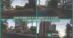 0305 TERRENO EN AVENIDA SANTA TERESA, BARRIO YCUA SATI