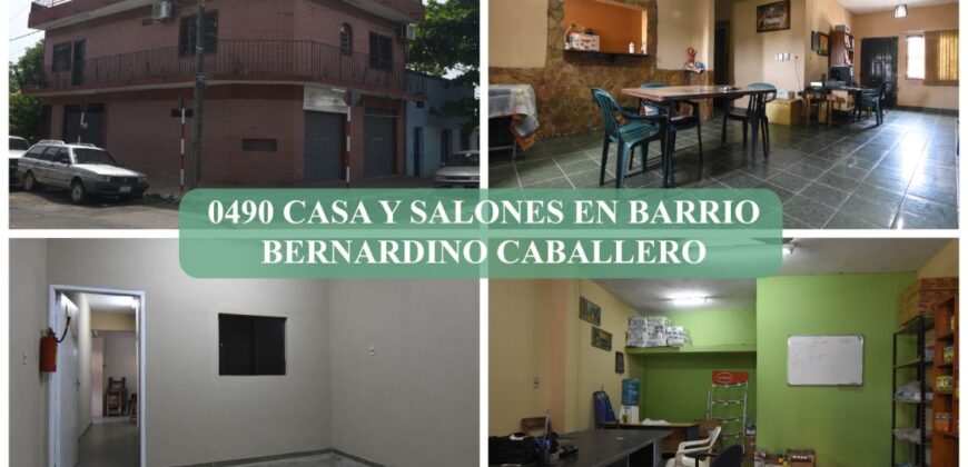0490 CASA CON SALONES EN BARRIO BERNARDINO CABALLERO, ZONA AVDA. GENERAL SANTOS