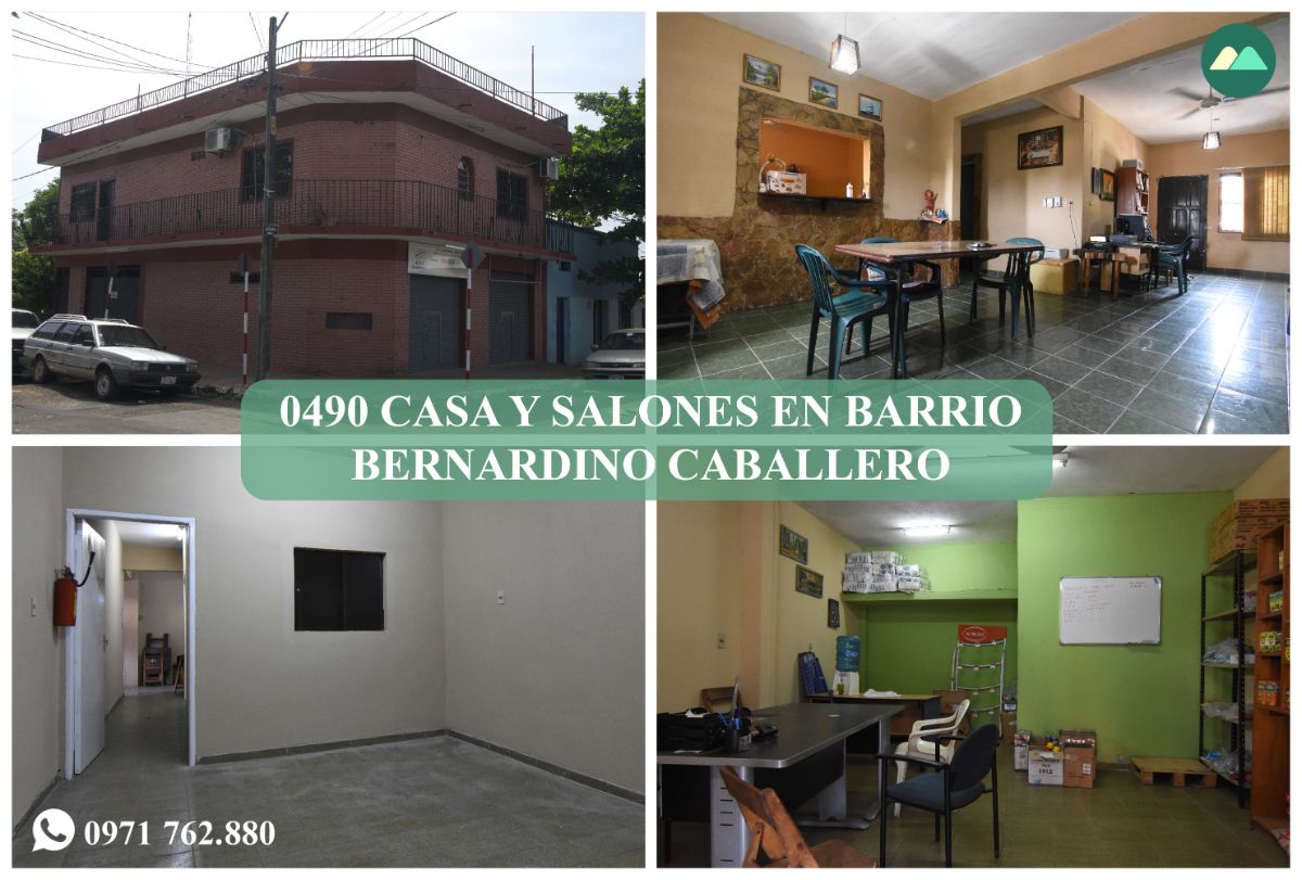 0490 CASA CON SALONES EN BARRIO BERNARDINO CABALLERO, ZONA AVDA. GENERAL SANTOS