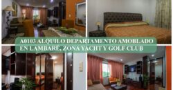 A0103 ALQUILO DEPARTAMENTO AMOBLADO EN LAMBARE, ZONA YACHT Y GOLF CLUB PARAGUAYO