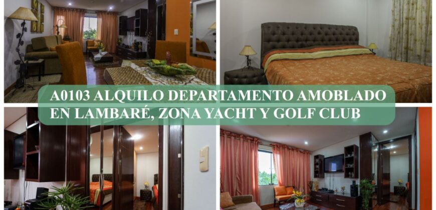 A0103 ALQUILO DEPARTAMENTO AMOBLADO EN LAMBARE, ZONA YACHT Y GOLF CLUB PARAGUAYO