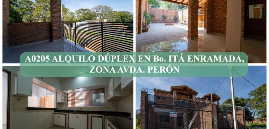A0205 ALQUILO DUPLEX EN BARRIO ITA ENRAMADA, ZONA AVDA. PERÓN