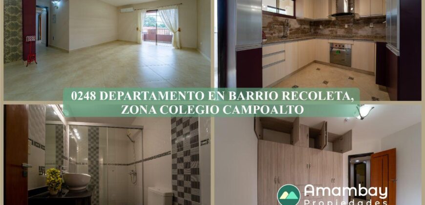 0248 DEPARTAMENTO EN BARRIO RECOLETA, ZONA COLEGIO CAMPOALTO