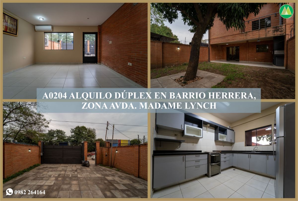 A0204 ALQUILO DUPLEX EN BARRIO HERRERA, ZONA AVDA. MADAME LYNCH