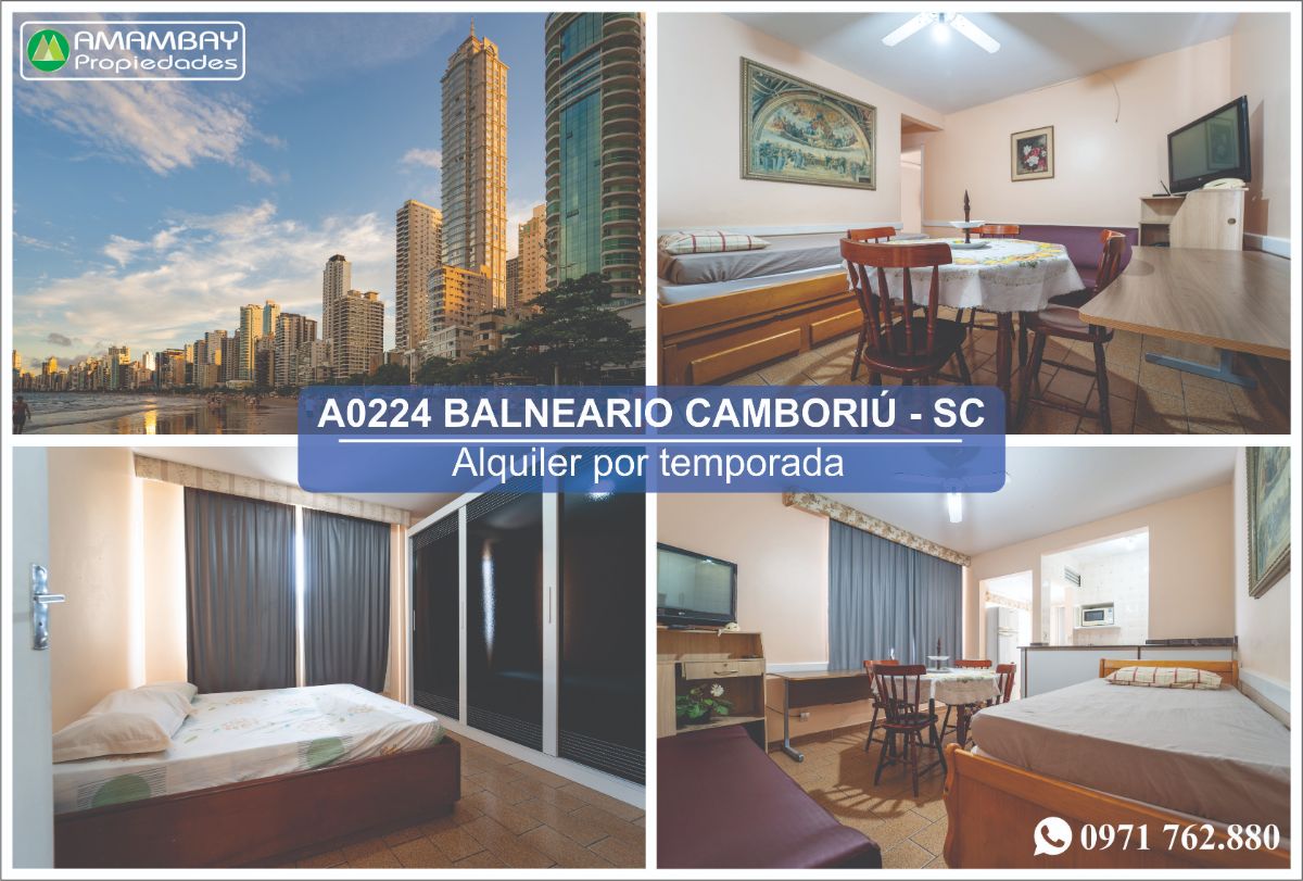 A0224 DEPARTAMENTO EN BALNEARIO CAMBORIÚ – ALQUILER POR TEMPORADA