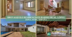 A0019 ALQUILO RESIDENCIA EN ASUNCIÓN,  BARRIO MARISCAL LÓPEZ