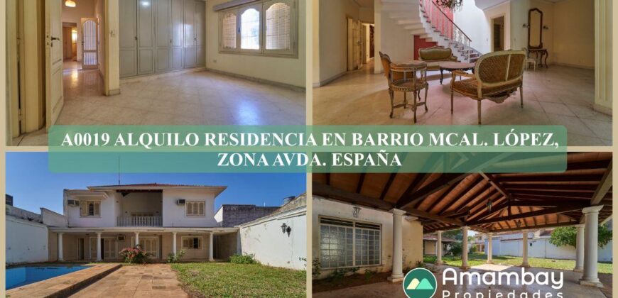 A0019 ALQUILO RESIDENCIA EN ASUNCIÓN,  BARRIO MARISCAL LÓPEZ