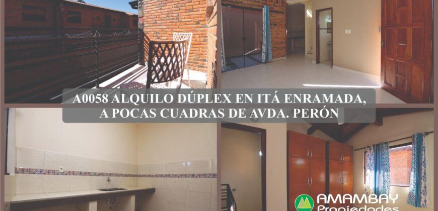 A0058 ALQUILO DÚPLEX EN BARRIO ITÁ ENRAMADA, ZONA AVDA. PERON