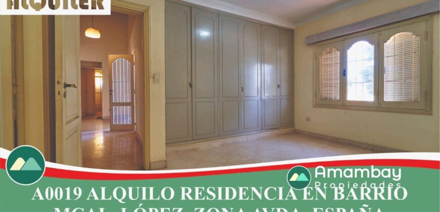 A0019 ALQUILO RESIDENCIA EN ASUNCIÓN,  BARRIO MARISCAL LÓPEZ