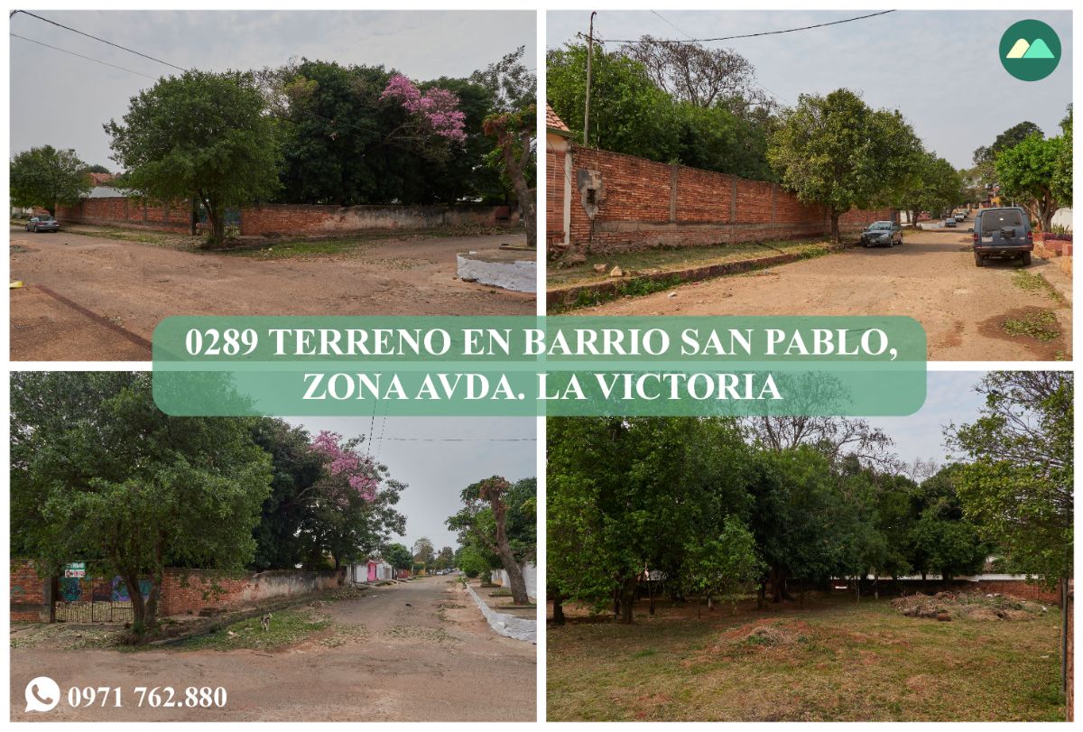 0289 TERRENO EN BARRIO SAN PABLO, ZONA AVDA. LA VICTORIA