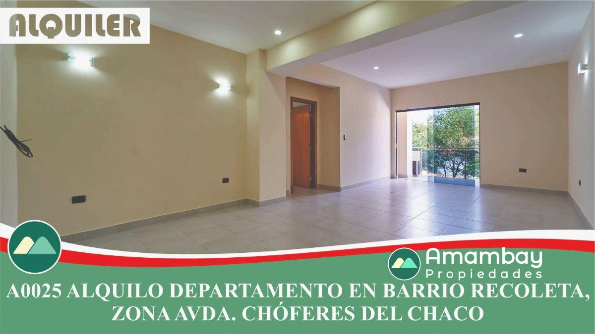 A0025 ALQUILO DEPARTAMENTO EN BARRIO RECOLETA, ZONA AVDA. CHÓFERES DEL CHACO