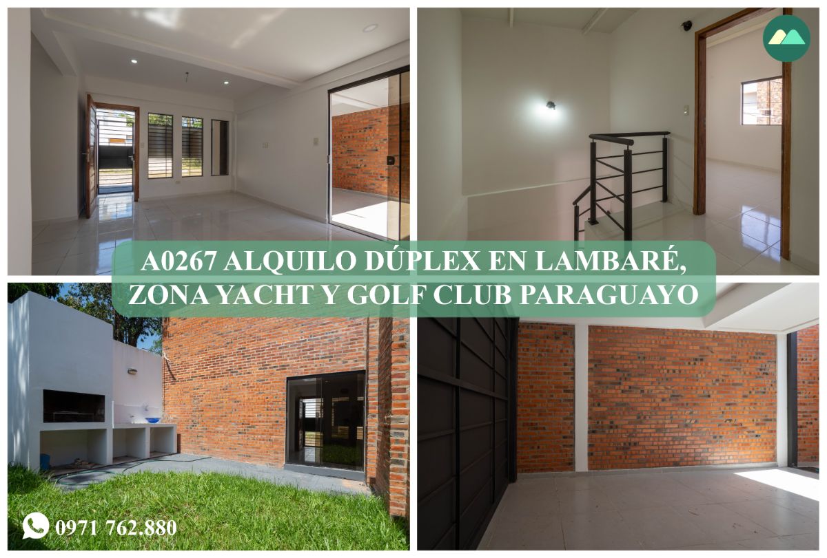 A0267 ALQUILO DÚPLEX EN LAMBARÉ, ZONA YACHT Y GOLF CLUB PARAGUAYO