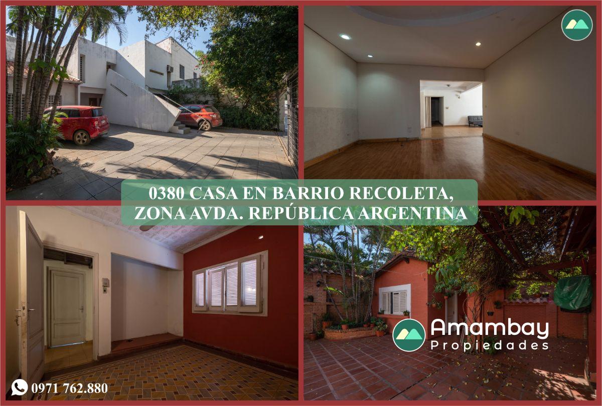 0380 CASA EN BARRIO RECOLETA, ZONA AVDA. REPÚBLICA ARGENTINA
