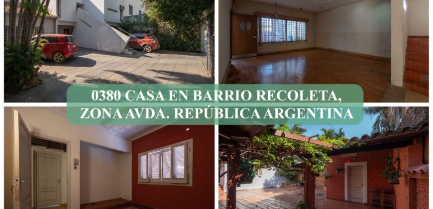 0380 CASA EN BARRIO RECOLETA, ZONA AVDA. REPÚBLICA ARGENTINA