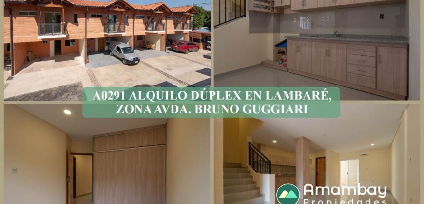 A0291 ALQUILO DÚPLEX EN LAMBARÉ, ZONA AVDA. BRUNO GUGGIARI