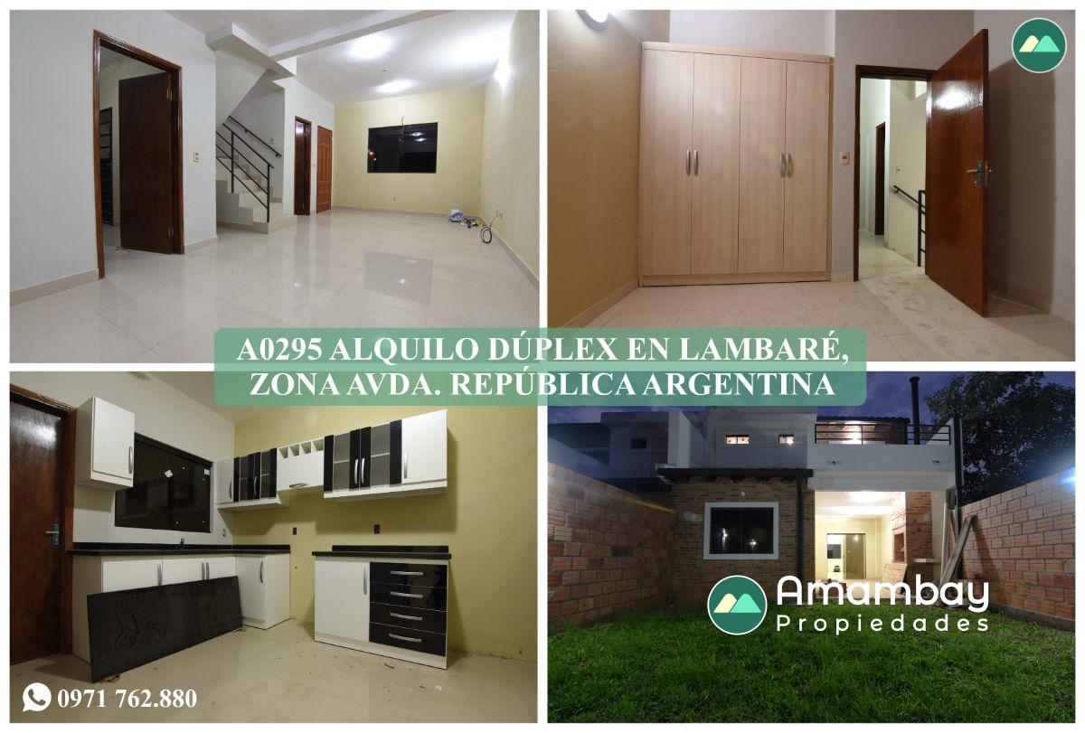 A0295 ALQUILO DÚPLEX EN LAMBARÉ, ZONA AVDA. REPÚBLICA ARGENTINA