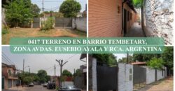 0417 TERRENO EN BARRIO TEMBETARY, ZONA AVDA. REPÚBLICA ARGENTINA