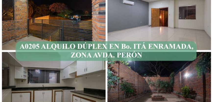 A0205 ALQUILO DUPLEX EN Bo. ITÁ ENRAMADA, ZONA AVDA. PERÓN