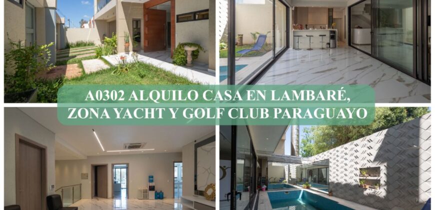 A0302 ALQUILO CASA EN LAMBARÉ, ZONA YACHT Y GOLF CLUB PYO.