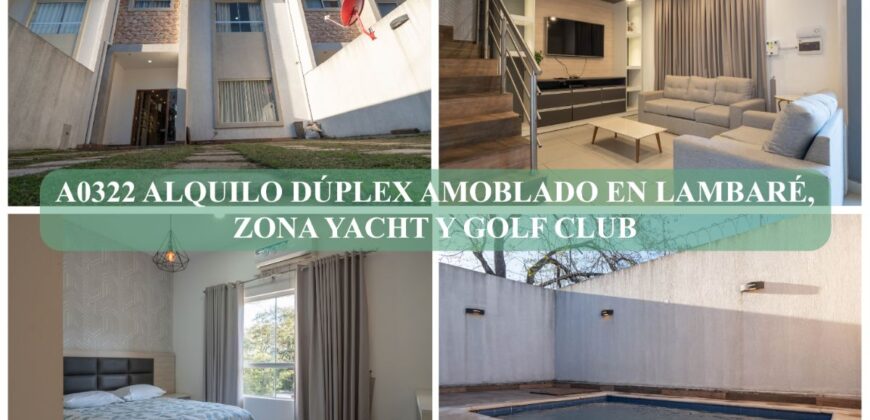 A0322 ALQUILO DÚPLEX AMOBLADO EN LAMBARÉ, ZONA YACHT Y GOLF CLUB
