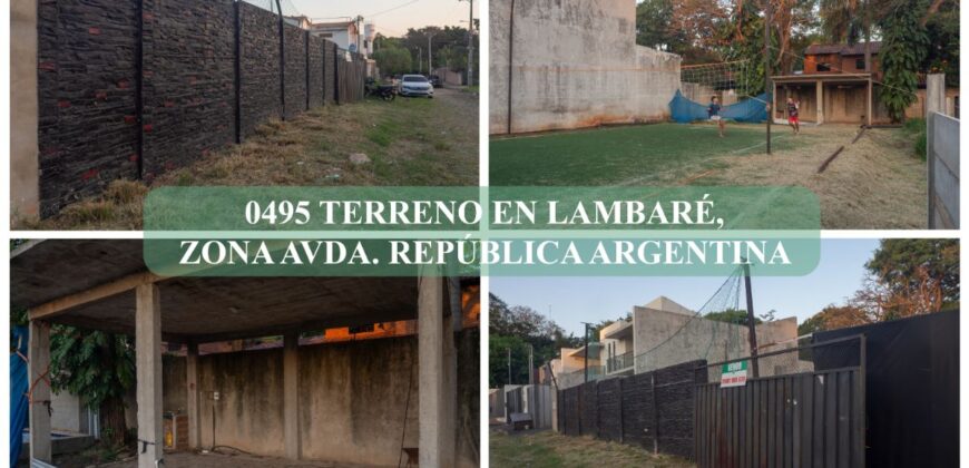 0495 TERRENO EN LAMBARÉ, ZONA AVDA. REPÚBLICA ARGENTINA