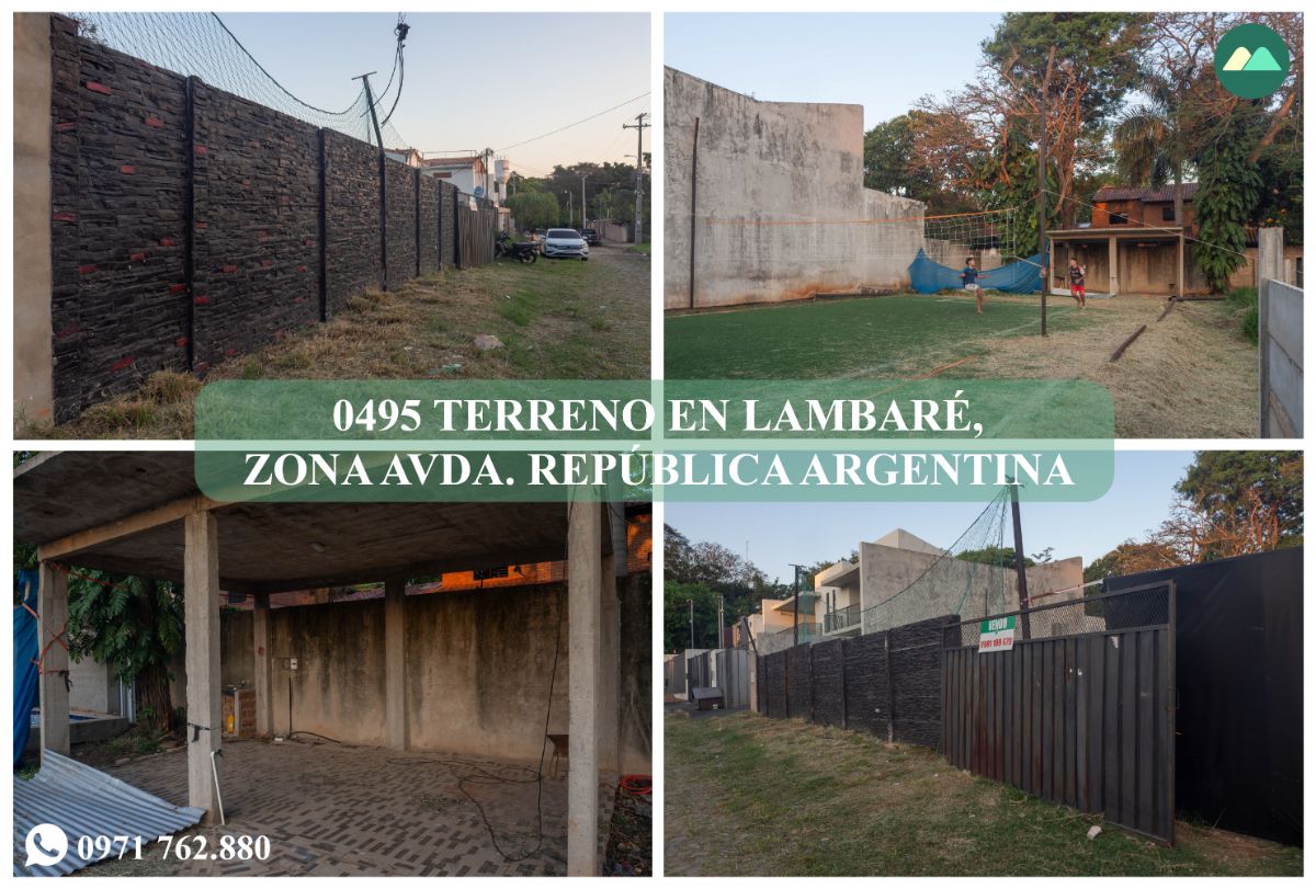 0495 TERRENO EN LAMBARÉ, ZONA AVDA. REPÚBLICA ARGENTINA