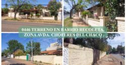 0446 TERRENO EN BARRIO RECOLETA, ZONA AVDA. CHOFERES DEL CHACO