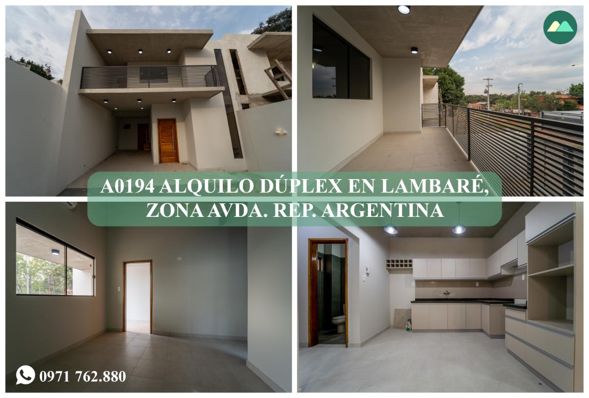 A0194 ALQUILO DÚPLEX EN LAMBARÉ, ZONA AVDA. REPÚBLICA ARGENTINA